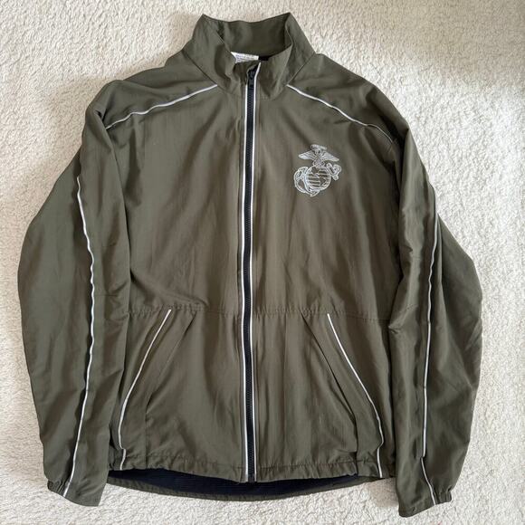 U.S. Marines Running Drawstring Zip Up Windbreaker Jacket Army Green Size S - Picture 4 of 12